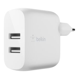 Doppio caricabatteria da parete USB-A da 24 W + cavo da Lightning a USB-A 1m - Bianco