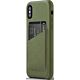 Mujjo - Custodia/Portafoglio in Pelle per iPhone XS/X - Verde olivo