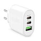 Caricatore GaN da 65W con 2 porte USB-C + 1 USB-A - Bianco