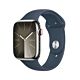Apple Watch Series 9 GPS + Cellular Cassa in Acciaio inossidabile con Cinturino Sport Blu Tempesta - 45mm S/M