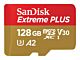 SanDisk Extreme PLUS - Scheda di memoria flash (adattatore da microSDXC a SD in dotazione) - 128 GB - A2 / Video Class V30 / UHS-I U3 / Class10 - UHS-I microSDXC