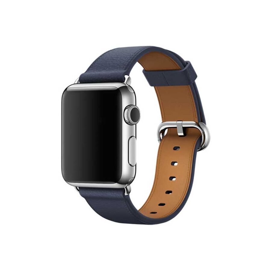 Cinturino Pelle Fibbia Classica Blu Notte (38 mm)