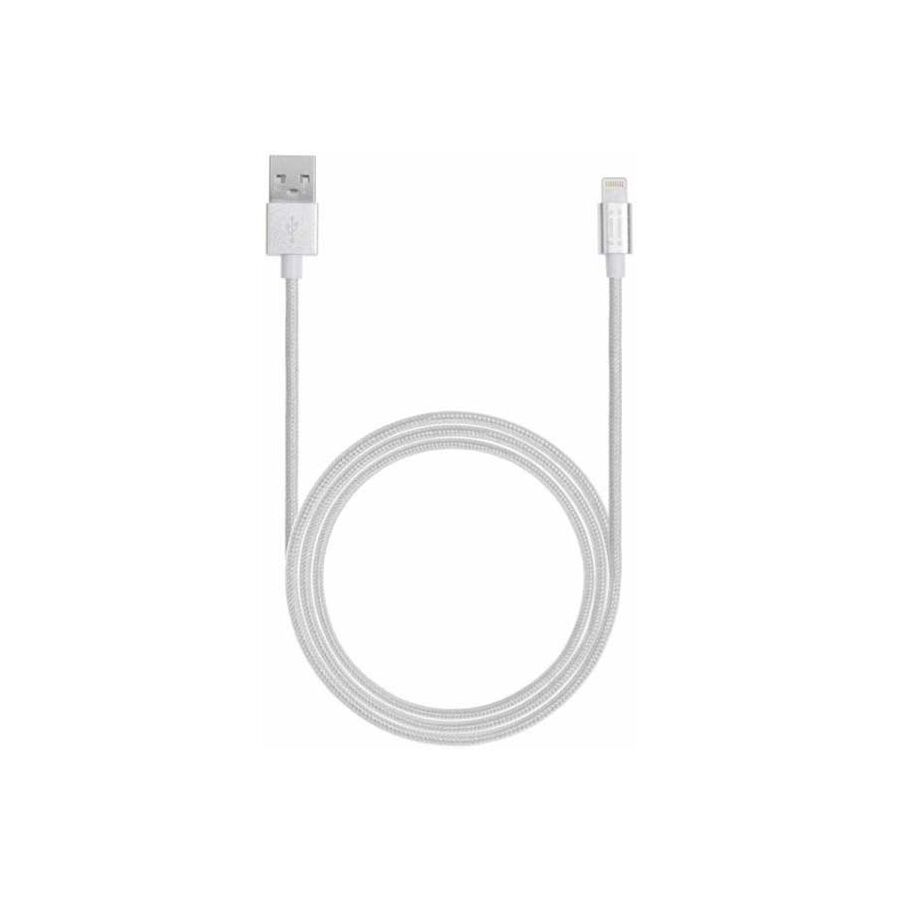 Aiino - Apple Woven Lightning Cable MFI Metal 1,2 mt - Silver