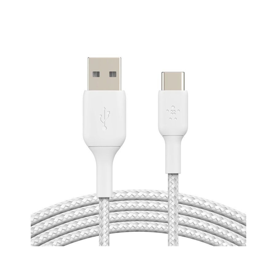 Cavo intrecciato da USB-C a USB-A BoostCharge - 1 metro - Bianco