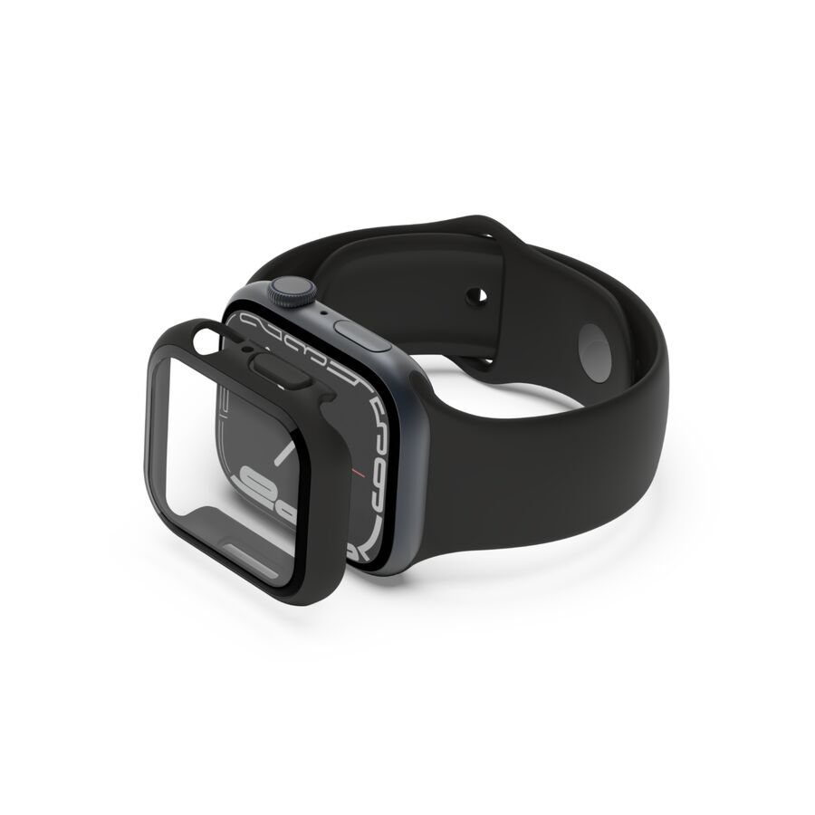 Proteggi schermo antimicrobico + bumper TemperedCurve 2 in 1 per Apple Watch Serie 8/7/Se - 40/41mm - Nero