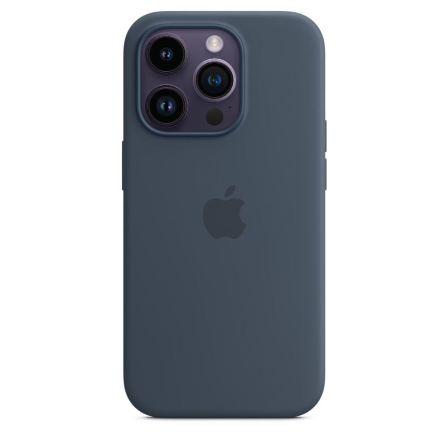 Custodia MagSafe in silicone  iPhone 14 Pro Blu tempesta