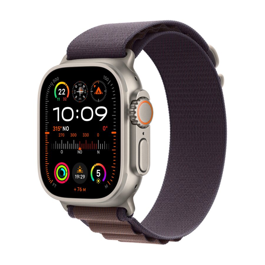Watch Ultra 2 GPS + Cellular - Cassa 49mm in Titanio con Indigo Alpine Loop - Medium