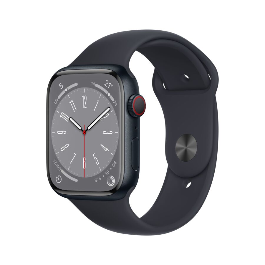 Apple Watch Serie 8 GPS + Cellular - Cassa in Alluminio Mezzanotte con Cinturino Sport Mezzanotte - 45mm [Ricondizionato]