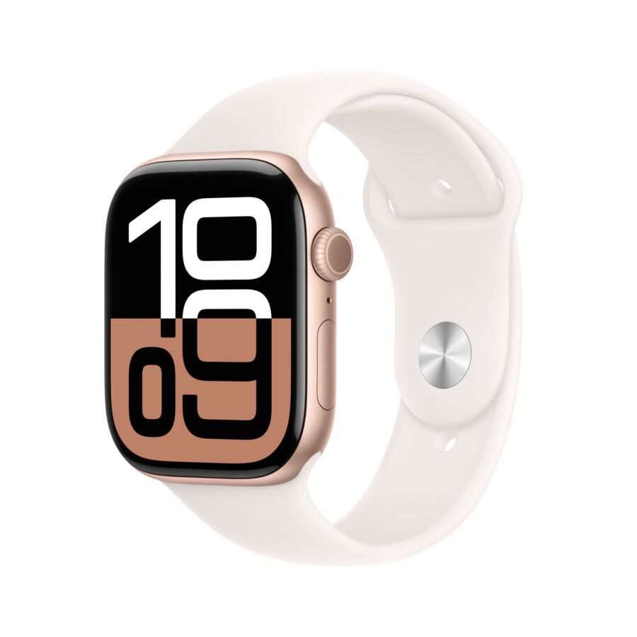 Apple Watch Series 10 GPS  Cassa in Alluminio Oro Rosa con Cinturino Sport Band Rosa Fard - 46mm S/M