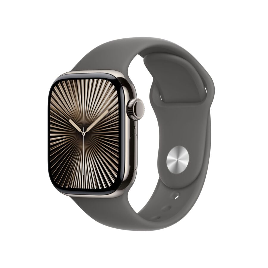 Apple Watch Series 10 GPS + Cellular Cassa in Titanio Naturale con Cinturino Sport Band Grigio Pietra - 42mm S/M