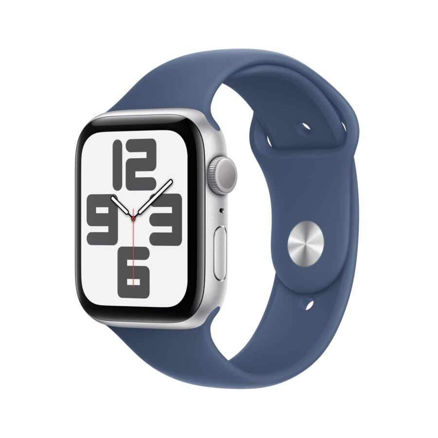 Apple Watch SE GPS 44mm Cassa in Alluminio Argento con Cinturino Sport Band Denim - M/L