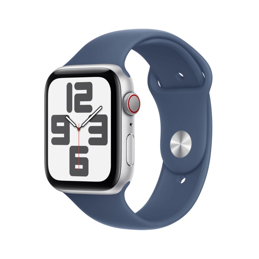 Apple Watch SE 2024 GPS + Cellular 44mm Cassa in Alluminio Argento con Cinturino Sport Band Denim - M/L