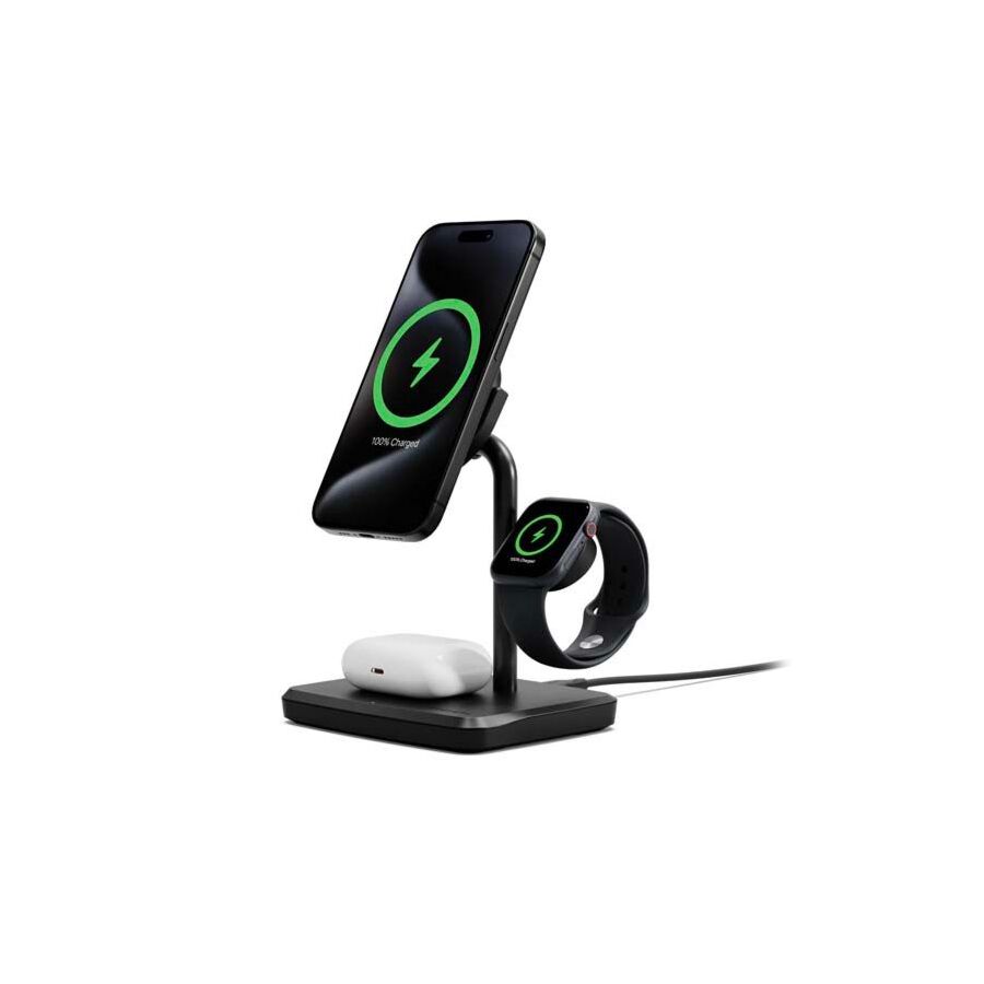 Base di ricarica wireless 3-in-1 Cygnett ChargeBase Qi2.0 per iPhone, AirPods e Apple Watch - Nero