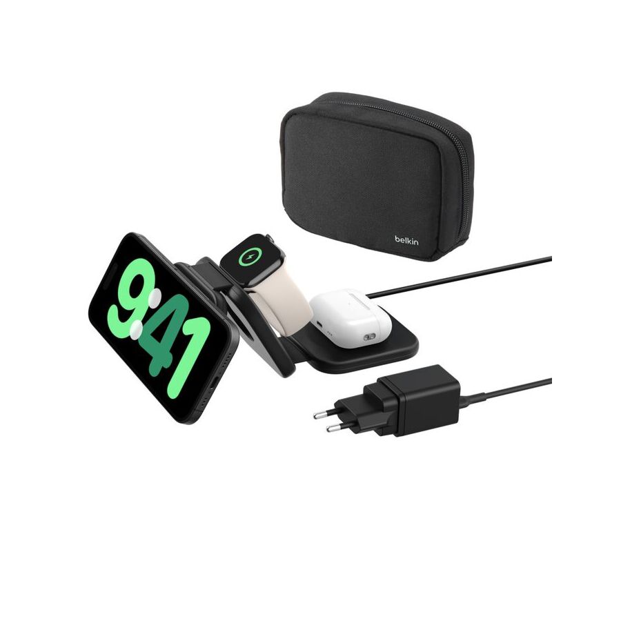 Tappetino di ricarica Belkin Boostcharge Pro 3 in 1 con Qi2 da 15W