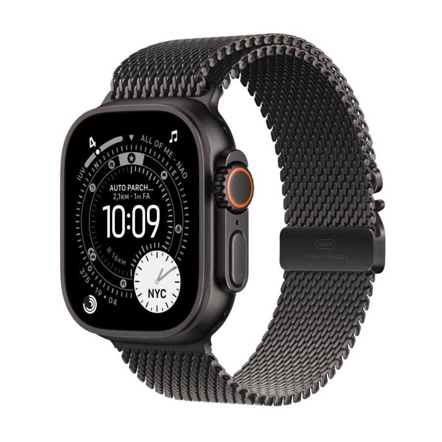 Apple Watch Ultra 3 GPS + Cellular  - Cassa 49mm in  Titanio Nero con Loop in maglia Milanese Titanio Nero - Large