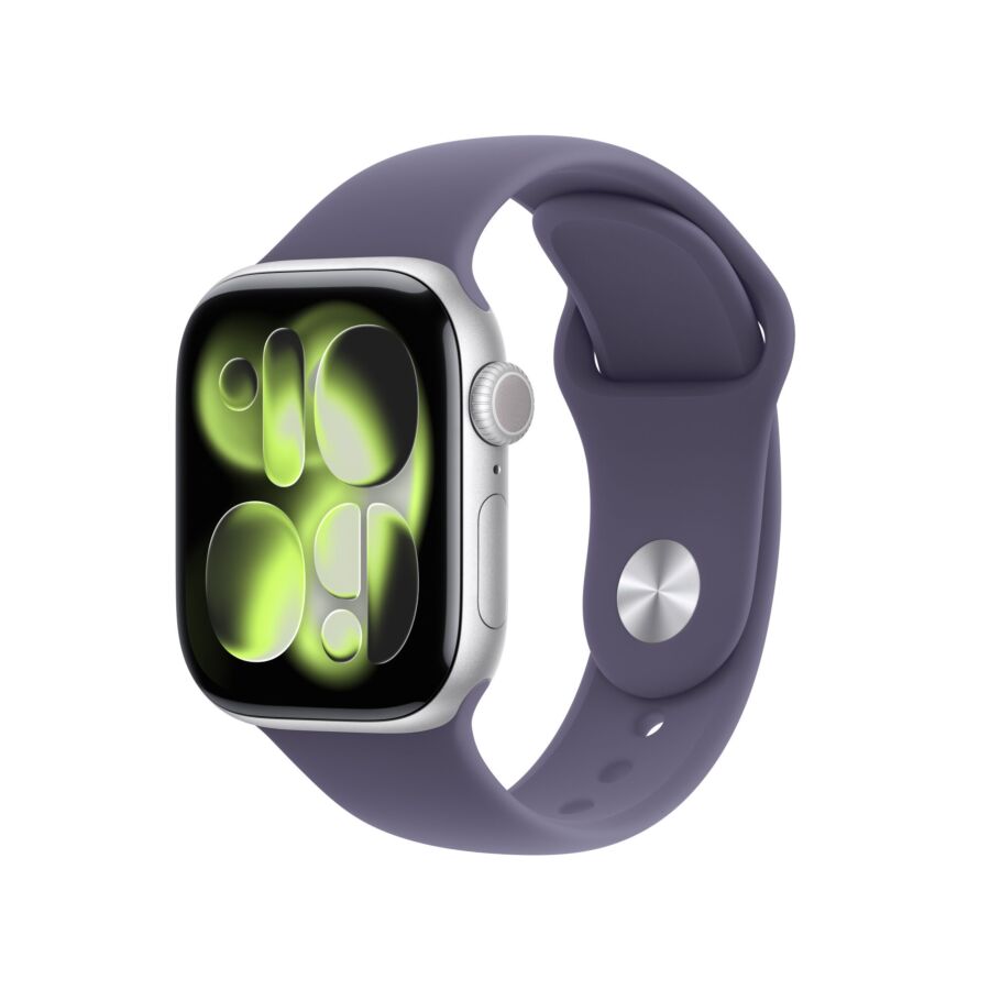 Apple Watch Series 11 GPS + Cellular 42mm Cassa Alluminio Argento con Sport Band Viola Nebbia - M/L