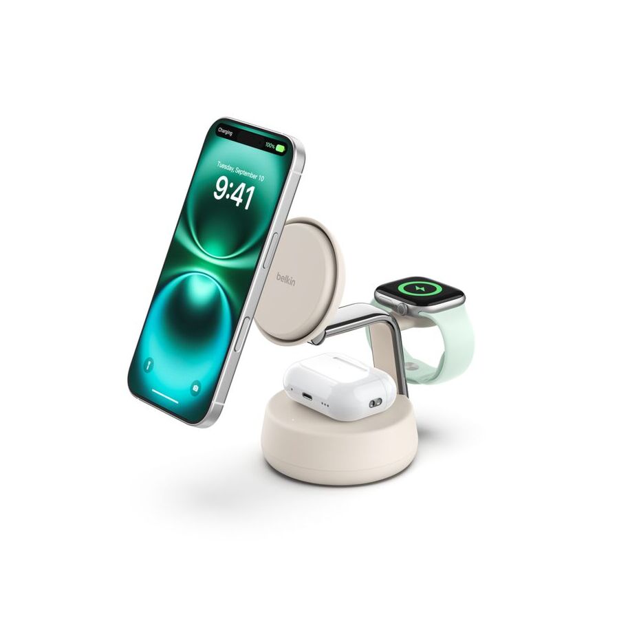 Base ricarica Dock di ricarica magnetica 3 in 1 con Qi2 da 25 W UltraCharge Pro