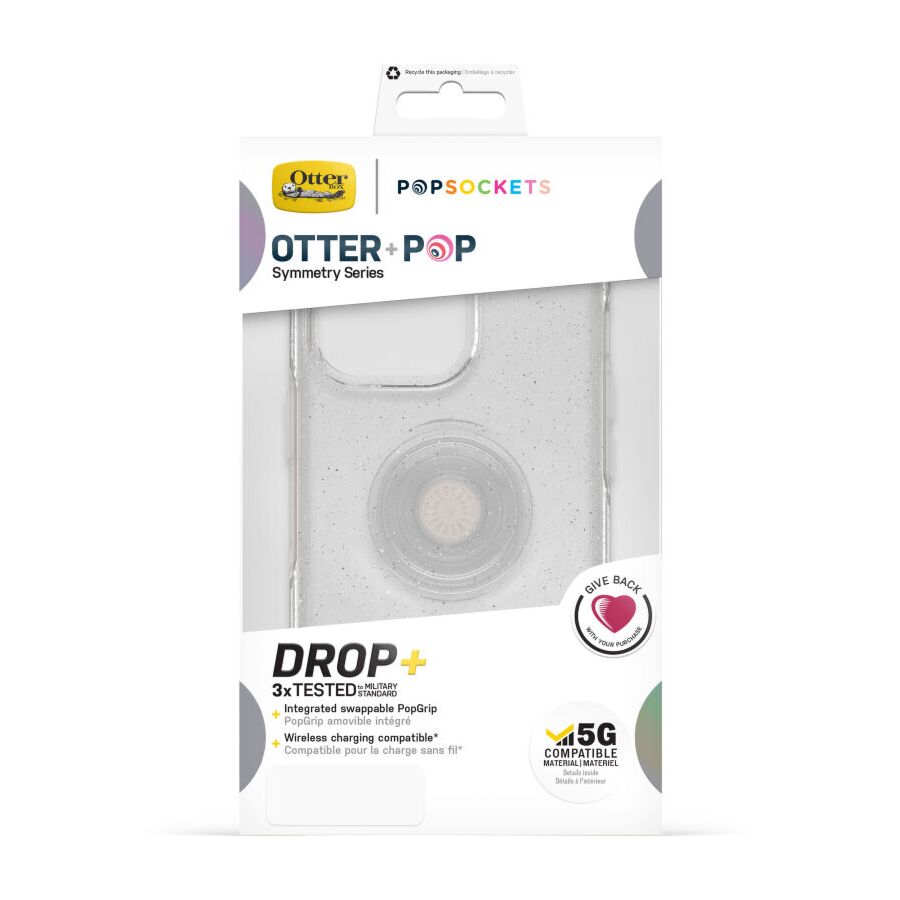 Cover per iPhone 13 Pro OtterBox Otter+Pop trasparente scintillante