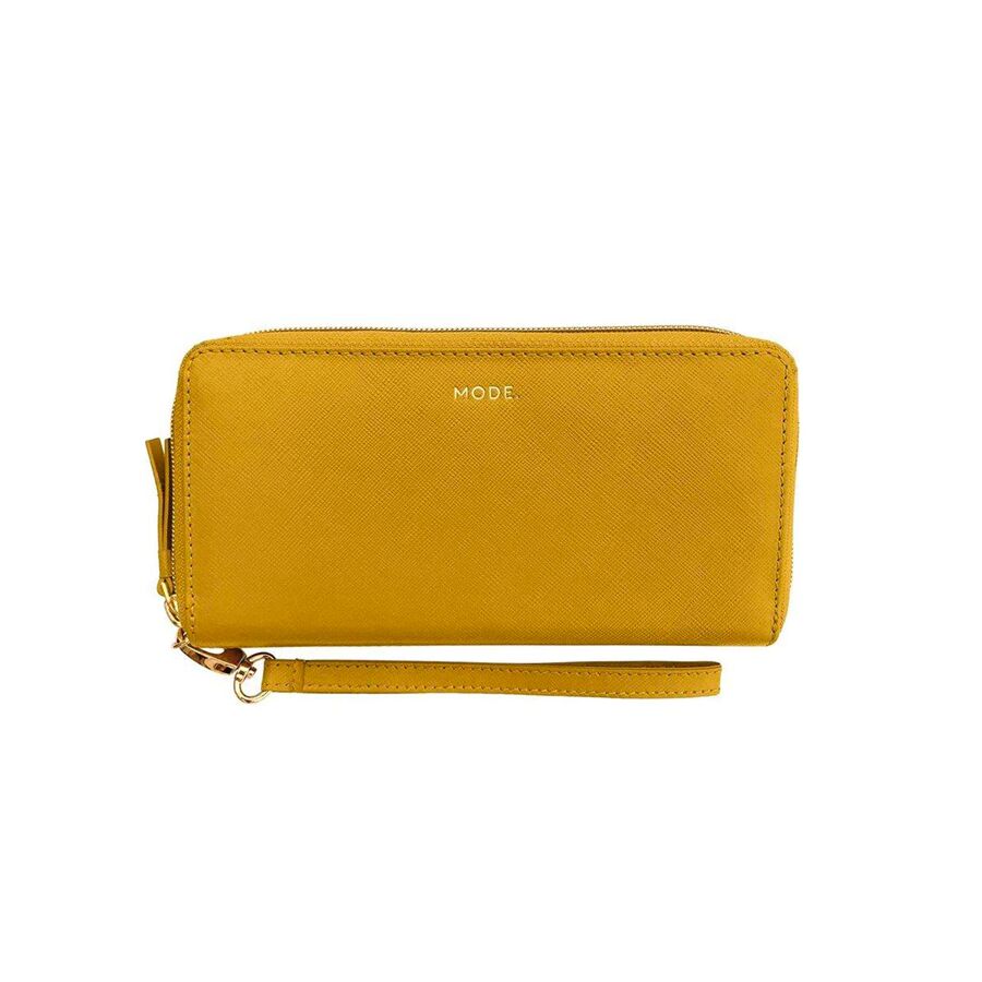 Portafoglio in pelle LA Purse di dbramante1928 Mode con tasca per iPhone senape