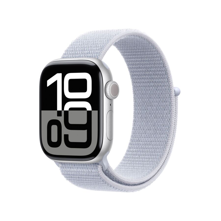 Apple Watch Series 10 GPS Cassa in Alluminio Argento con Cinturino Sport Loop Blu Nuvola