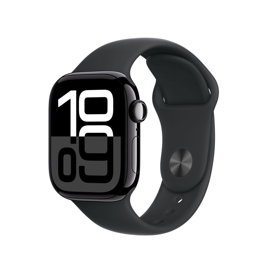 Apple Watch Series 10 GPS Cassa in Alluminio Jet Black con Cinturino Sport Band Nero - M/L