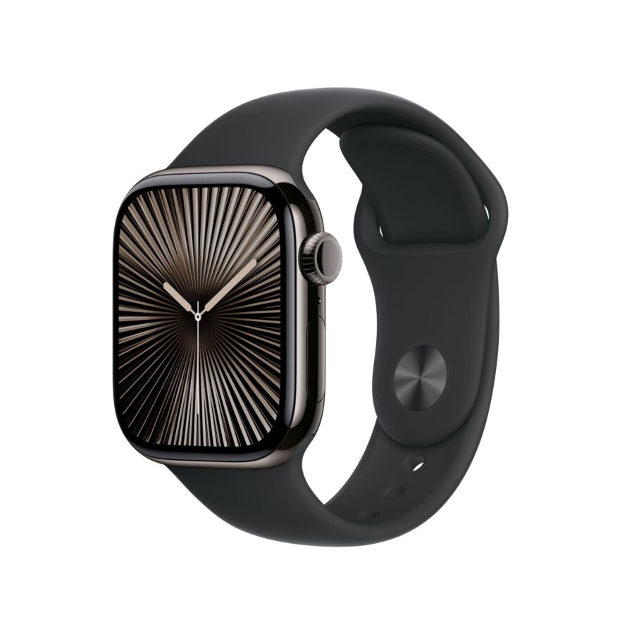 Apple Watch Series 10 GPS + Cellular Cassa in Titanio Ardesia con Cinturino Sport Band Nero - S/M