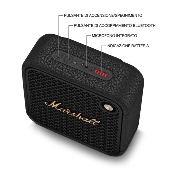 Willen Marshall Bluetooth スピーカー ブラック Marshall ワイヤレスポータブル防水スピーカー/ブラック&ブラス