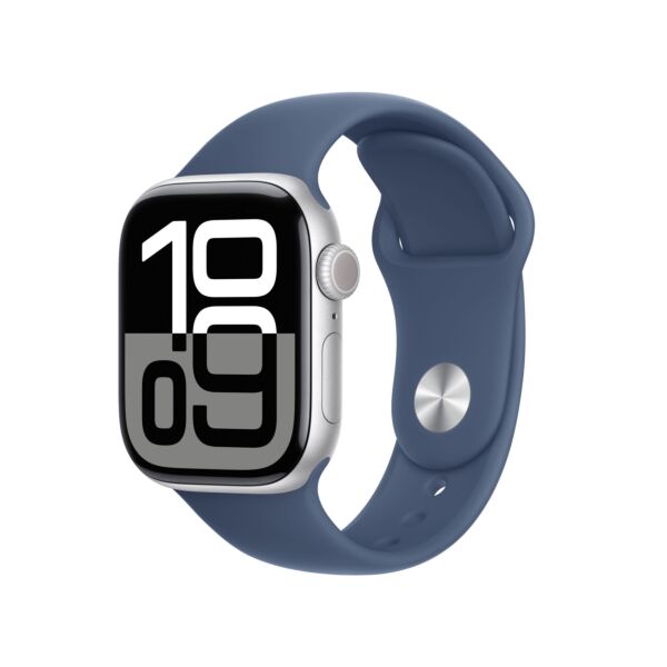 Apple Watch Series 10 GPS Cassa in Alluminio Argento con Cinturino Sport Band Denim S M